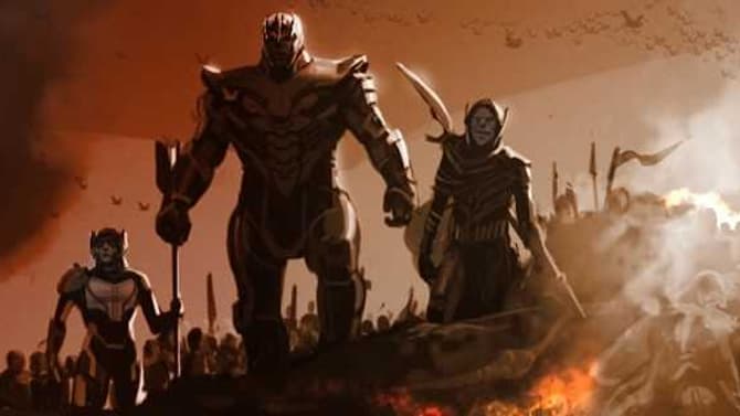 AVENGERS: ENDGAME Concept Art Shows Captain America Staring Down Thanos And His Entire Army