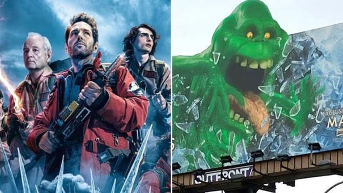 The Original GHOSTBUSTERS Suit-Up On International FROZEN EMPIRE Poster; Slimer Haunts New Billboard