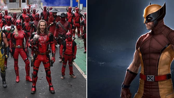 DEADPOOL & WOLVERINE Concept Art Adds A Mask To Brown And Tan Suit; Deadpool Corps Revealed In BTS Photo