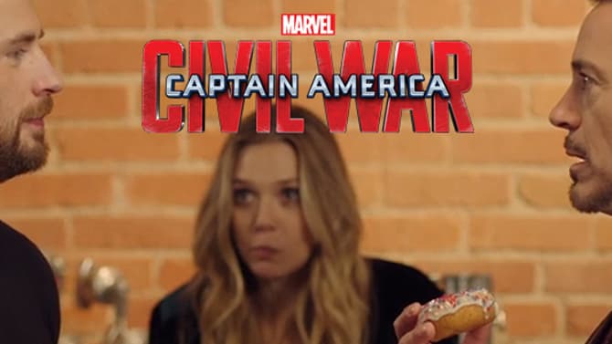 Watch CIVIL WAR Stars Chris Evans & Robert Downey Jr. Hilariously Face Off For The Last Donut